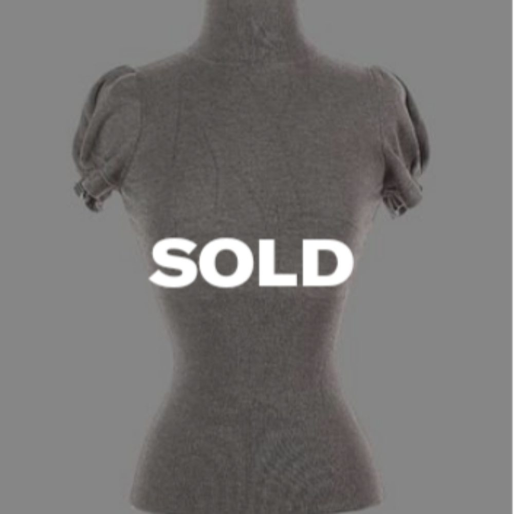 Gray Mock Turtleneck Short-Sleeve Sweater